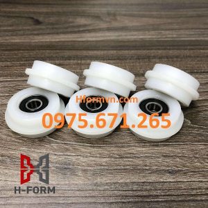 Ứng dụng thực tế bánh xe kệ gạch ray lùa âm phi 48mm